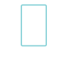 icon of a self service kiosk outlined in white with the screen outlined in teal
